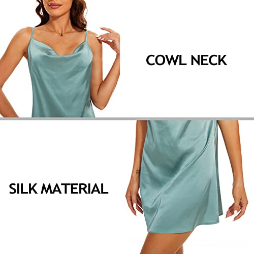 Image of Women's Long Silky Tank Top Adjustable Spaghetti Strap Camisole Slip Dress