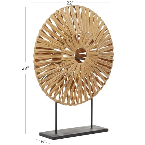 Escultura decorativa abstracta en rattan plástico marrón con base negra 29" miniatura 6