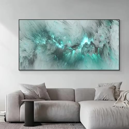 Tableau moderne nuage vert abstrait grande toile de décoration - 2