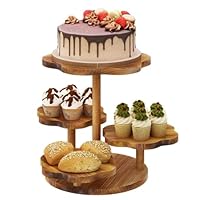 RATSTONE Etagere Tortenständer/Cupcake Ständer Aus Holz 4 Etagen,Desser Halter Turm Serviertablett Mit Mehreren Etagen,Für Weihnachten,Hochzeit,Geburtstag(Braun,Mit Spitzenrand)