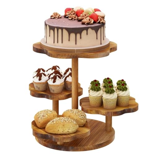 Alzata Per Cupcake a 4 Ripiani In Legno,Supporto Per Cupcake