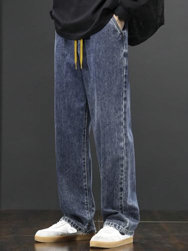Image of GRECIILOOKS Men Jeans || Baggy Fit Jean's for Man || Loose Fit High Rise Denim || Stretchable Casual Wear Jean,s || Dance Rap Rapping Style Pant for Men || Denim Cotton Jeans