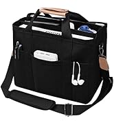 Canvas Tote Bag with Multi-Pocket for Women Large Capacity Crossbody Shoulder Handbag Everything ...