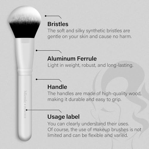 Image of Makeup Brushes Set, Mlemle Professional 25 Pcs Makeup Kit, Include Foundation Powder Blush Concealers Eye shadows 21 Pcs Makeup Brushes and 2 Powder Puff, 2 Makeup Sponge(B01-white)