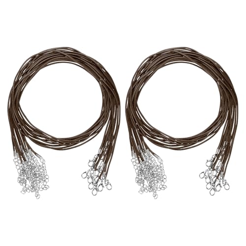 M METERXITY 20 Unidades De Cordón De Collar Encerado De 24', Cordón Pulsera con Cierre De Langosta De 1.5mm Al por Mayor, Cuerda Colgantes, Pulseras [Marrón]