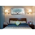 Arjun Tree Wall Art Teal Blue Nature Tree of Life Abstract Canvas Painting Textured Picture, Modern Large Panoramic Landscape Artwork Framed for Living Room Bedroom Bathroom Office Home Decor 40"x20" - Image 3
