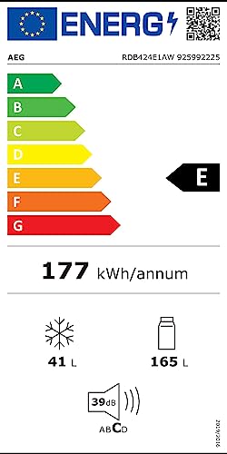 AEG RDB424E1AW Autonome double porte - Réfrigérateur automatique/Série 5000 avec ColdSense / 1434 mm/Partie congélateur en haut / 206 L/LowFrost - Moins de formation de glace/Couleur : Blanc /