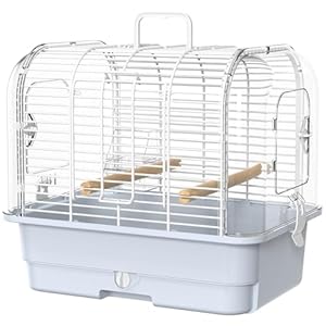 Travel Bird Carrier Cage,Transparent Parakeet Cage,Small Portable Bird Cage with Feeder Cups & Standing for Canaries Budgies Lovebirds Conures Cockatiels