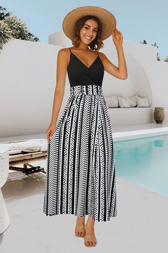 Image of Newshows Women's 2026 Lightweight Summer Wedding Guest Beach Vacation Casual V Neck Split Flowy Maxi Dress