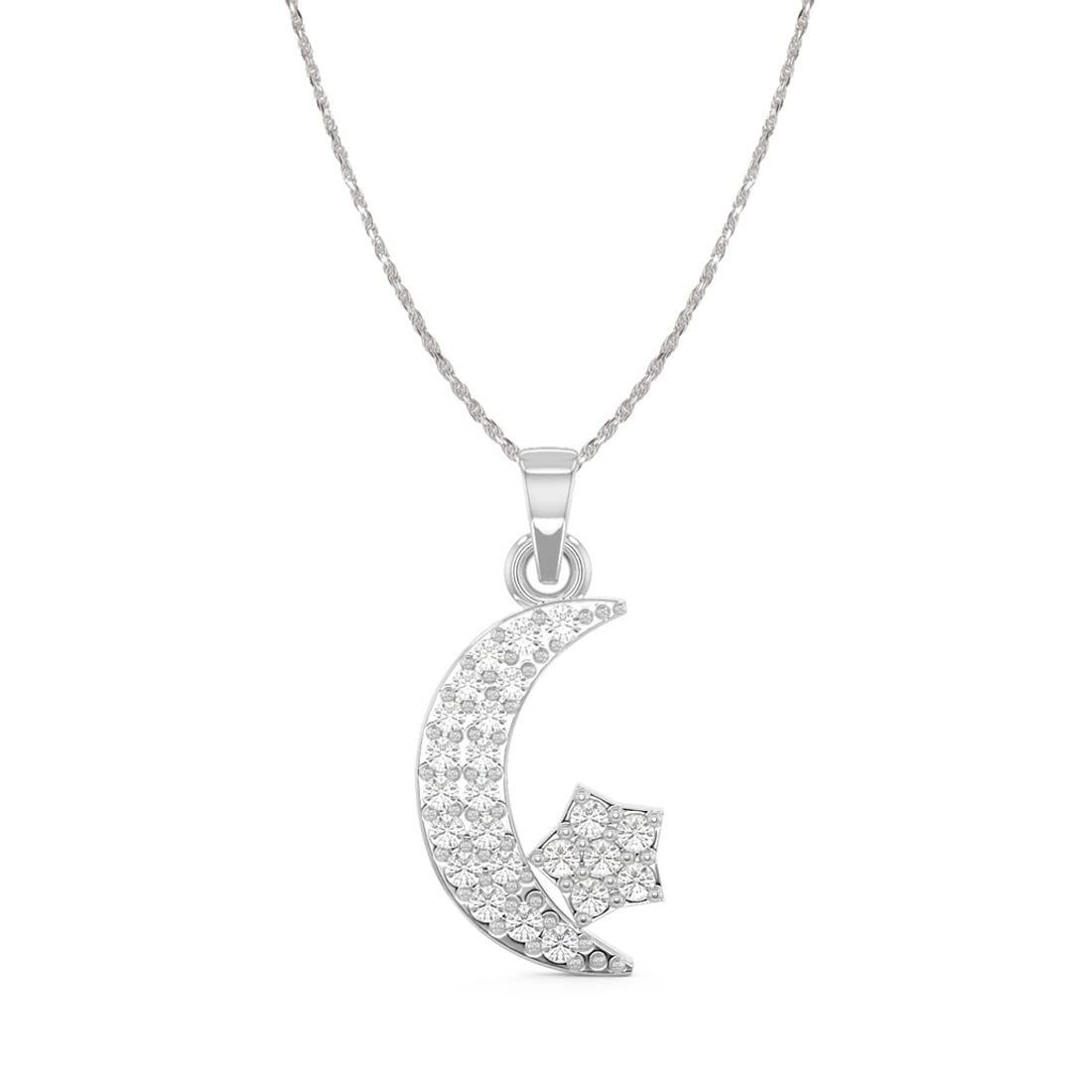 CLARA 925 Sterling Silver Moon Star Pendant Chain Necklace | Rhodium Plated, Swiss Zirconia | Gift for Women and Girls (B0B46L9STZ) Amazon Price History, Amazon Price Tracker