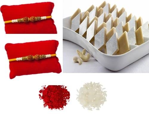 EasyTac Gift Rakhi Gift for Brothers Rakhi Sweets Box Jayhind Sweets Kaju Katli (Katri | Barfi) 250 g | Authentic & Fresh | Indian Sweets | Festive Gift Pack With Rakhi and Roli Chawal