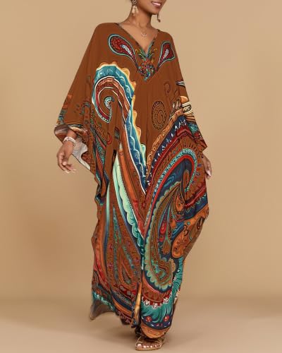 Image of Bsubseach Moo Moos for Women Batwing Sleeve Kaftan Dresses with Pockets
