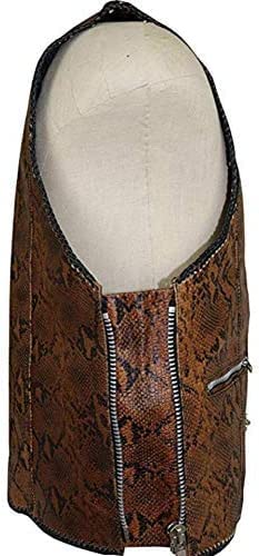 Men's biker Rider motorcycle Moterbike Snake Skin looking Brown Sturdy Genuine Cowhide Leather Vest.3
