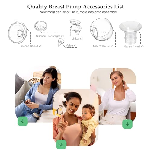 Image of Wearable Breast Pump Parts Milk Collector Cup 24mm Flange Compatible with Momcozy /TSRETE S9 /S12 Pump Replacement Parts, Extra 5pcs Flange Inserts