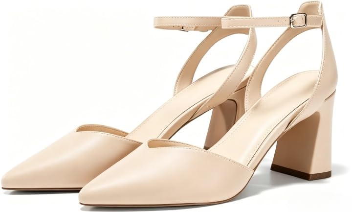 Image of Juliet Holy Womens Closed Toe Heels Chunky Block Heel Ankle Strap Pumps Slingback Heeled Sandals