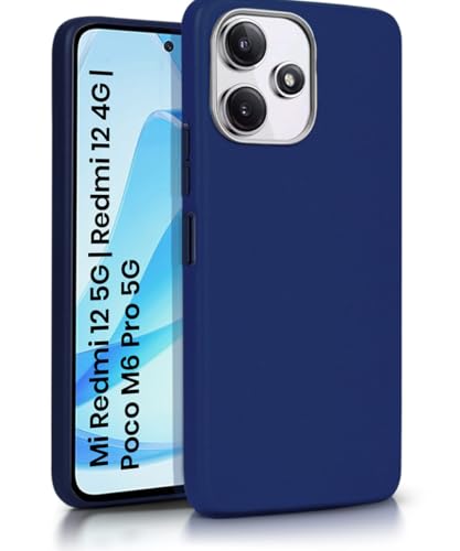 Image of WOW IMAGINE Leather Fabric Soft TPU Back Cover for Mi Redmi 12 5G | Redmi 12 4G | Poco M6 Pro 5G (Blue)