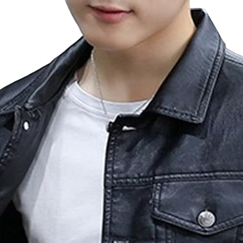 Men Shirt Style Leather Jacket Male Vintage Faux Lambskin Pu Jackets Flip Collar Trucker Leather Coat Single-Breasted4