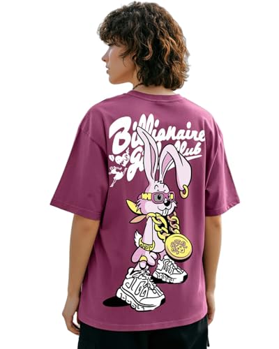 Image of Bewakoof Women's Graphic Printed 100% Cotton T-Shirt - Oversized Fit, Round Neck, Half Sleeves