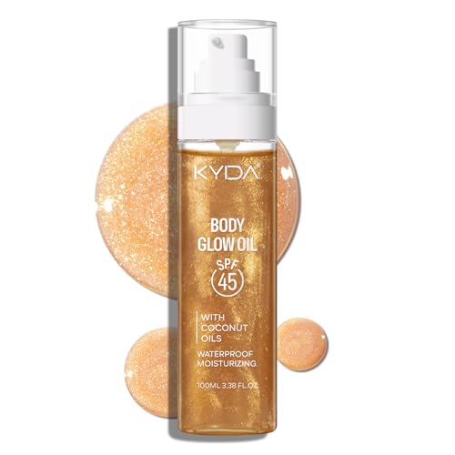 KYDA Travel Size Sunscreen,SPF 45 Sunscreen Spf Body Oil with Gold Mica, Sun-kissed Glow Skin...