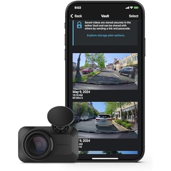 Garmin Dash Cam™ Mini 3, Ultracompact 1080p HD kamera samochodowa z polem widzenia 140 stopni, wbudowany polaryzator Clarity™, sterowanie głosowe, automatyczne nagrywanie