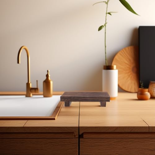 Jabonera pequeña de madera tipo soporte rústico para plantas y encimeras de cocina 6