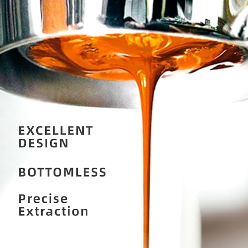 Image of NEOUZA Coffee 51mm Bottomless Portafilter Compatible with DeLonghi Dedica EC680 /EC685 /EC785 /EC820 /EC850 /EC860 SMEG Coffee Machine, Stainless Steel,Rosewood.Free with Basket, Spoon, tamper mat | Complete Set, Visible Extraction, 18g Non-Pressurized Basket, 304 Stainless Steel, Solid Wood Handle, Home Barista