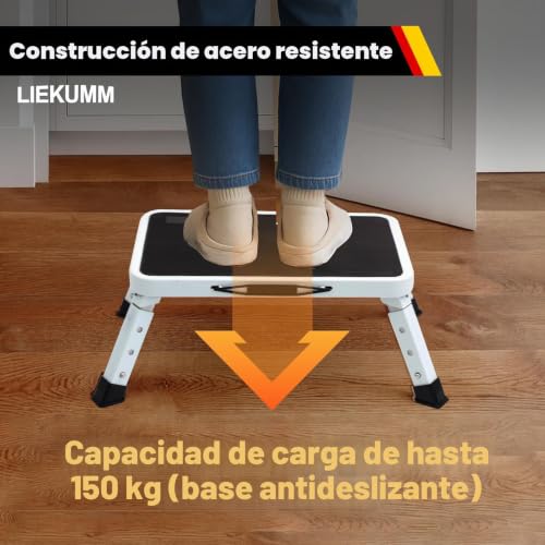 Taburete plegable seguro y ajustable para resolver tareas en altura en el hogar 5