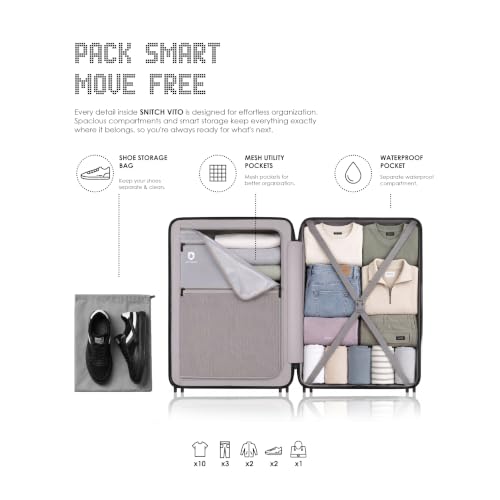 Image of SNITCH VITTO Medium Size Blue Polycarbonate Hard Travel Suitcase - Suitcase Medium Size & Luggage with 8 Wheels, Premium Lock, Wet Pouch & Free Shoe Bag