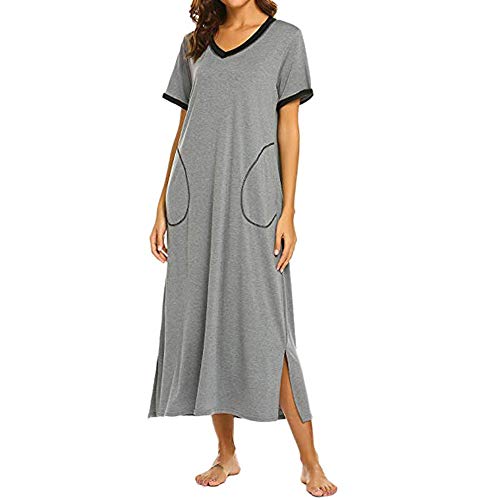 UIFLQXX Vestidos de verão para mulheres, camisola curta, manga comprida, ultramacia, camisola femini