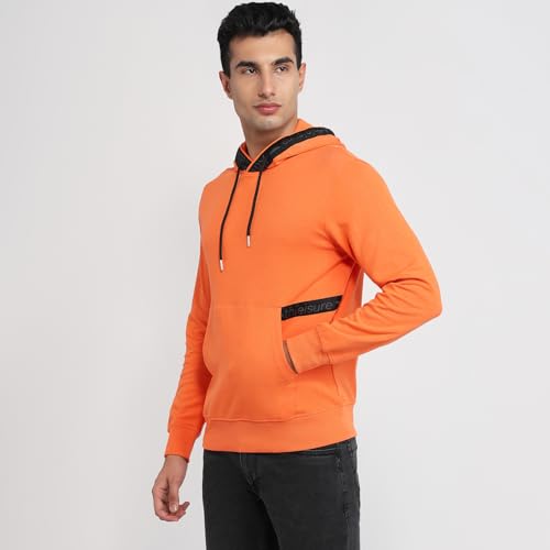 Image of Park Avenue Men Slim Fit Solid Pattern Cotton Polyester Blend Full Sleeve Hooded Casual Sweatshirt