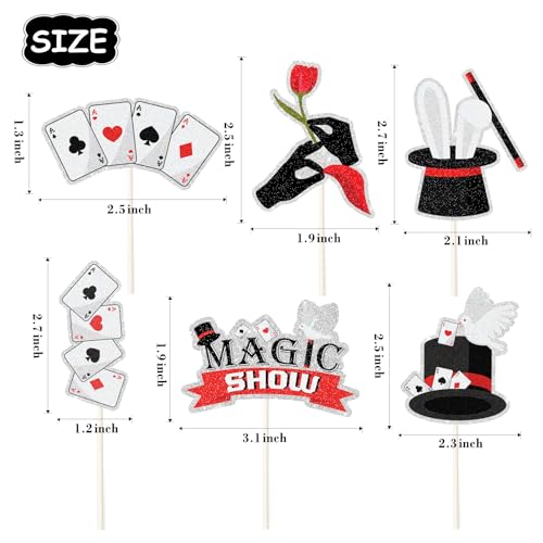 Magic Show Cupcake Toppers - 18pcs Poker Themed Las Vegas Casino Themed Cupcake Picks - Magical Birthday Baby Shower Party Decorations by DKCTQU - Image 3
