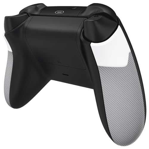 eXtremeRate White &amp; Gray Performance Rubberized Grips Replacement Back Panels for Xbox Series X/S Controller, Non-Slip Diamond Texture Side Rails Handles for Xbox Core - Controller NOT Included