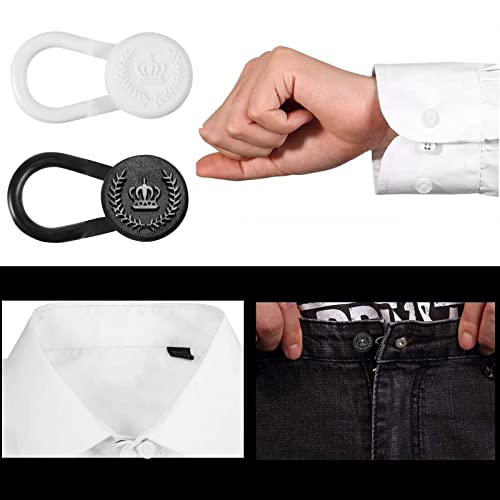20 PCS Shirt Collar Extenders for Mens Shirts Elastic Button Extender for Pants Dress Trouser,Black &White4