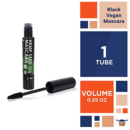 Ezgoodz Organic Vegan Mascara Black. 0.25 Oz Hemp Seed Oil Natural Mascara. Waterproof Organic Mascara For Sensitive Eyes With Vitamin E. Cruelty Free Organic Hypoallergenic Mascara Sensitive Eyes #TOP1
