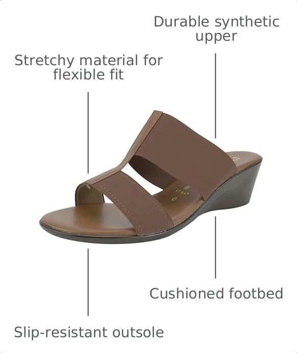 Image of ITALIAN Shoemakers Women's Sadey Stretch Fabric Elastic H Strap Dress Comfort Wedge Sandals