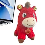 Xmccvt Año del caballo peluche suave caballo rojo peluche, 2026 año nuevo chino mascota peluche caballo de peluche para sofá, cama, habitación de los niños, sofá, escritorio