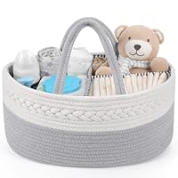HOVCEH Baby Wickeltisch Organizer - Tragbarer Wickelkorb Mit Fächern Aus Baumwolle
