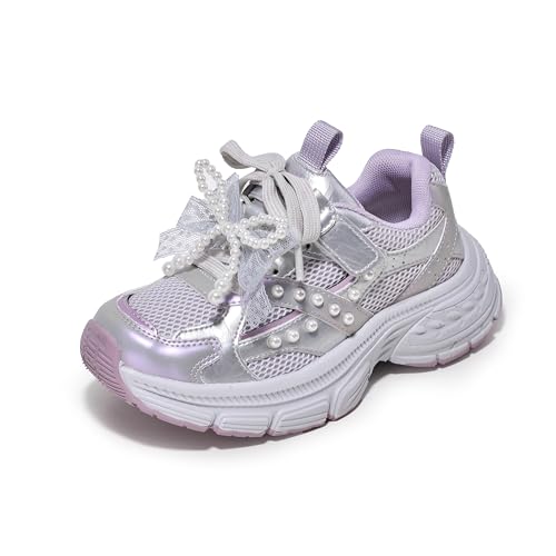 Kids Girl Series Fashion Sport Sneakers, Gauze/Pearl-Embellished, Chunky Platform Athletic, Upper Material Optional, EVA SBS-Blend Sole