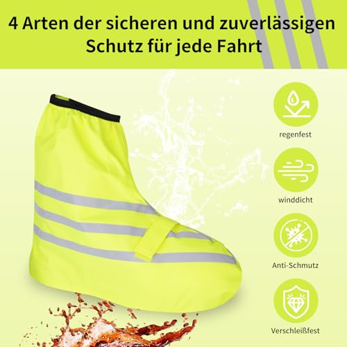 Nogsay wasserdichte Überschuhe Fahrrad,Unisex Regenüberschuhe Fahrrad Wasserdicht,Regenschuhe Fahrrad Überzieher,Regenschutz Gamaschen für Fahrradfahrer mit Reflektoren,Fahrrad Überschuhe Regen