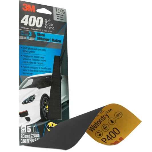 Image of 3M Wetordry Sandpaper, 03018, 400 Grit, 3 2 /3 in x 9 in, 5 Sheets Per Pack