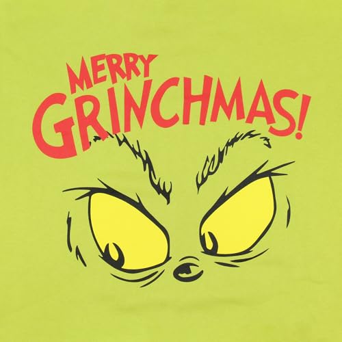 Suéter com capuz masculino Dr Seuss Grinch Merry Grinchmas com estampa gráfica grande e olhos brilha