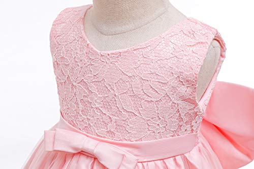 Image of LZH Baby Girls Ruffle Lace Backless with Headwear,Bowknot Flower Dresses Pageant Party Wedding Baby Girl Christmas Dress