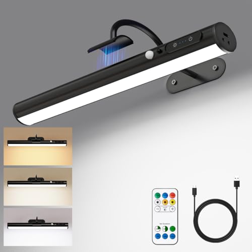 Yinglap Applique Murale Tableau Sans Fil avec Detecteur Mouvement, Lampe Murale LED Sans Fil, Lumiere Rechargeable USB, Eclairage a Pile pour Intérieure, Tableaux,...