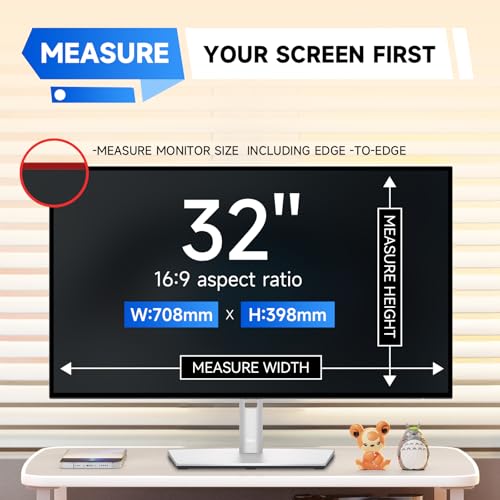 Image of IPROKKO 2 Pack 32 inch Anti-Blue Light Monitor Screen Protector for 16:9 Widescreen, Removable Anti Glare Blue Light Blocking Screen Filter, Anti-UV Eye Protection PC Computer Film [Washable Wipes Clean]