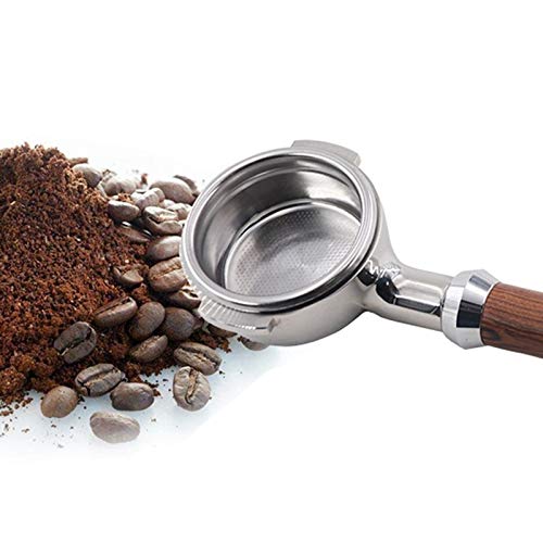 Genérico Cuchara medidora 58mm de Acero Inoxidable de la máquina de café sin Base Soporte café refrescos manija Cuchara de café Mango de Madera