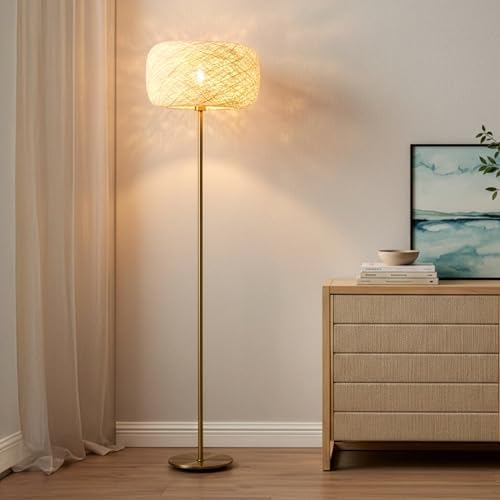 Brightech Rowan Elegant Floor Lamp – Modern Unique Thread Shade M...
