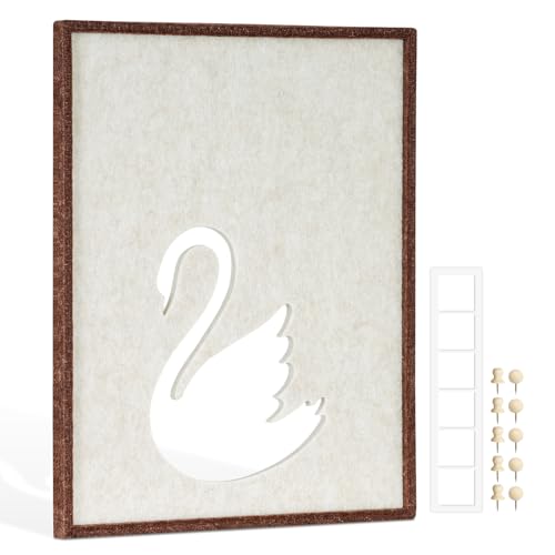 DOLLAR BOSS Felt Framed Bulletin Board 14.5'' x11.8'', Decorative, Swan