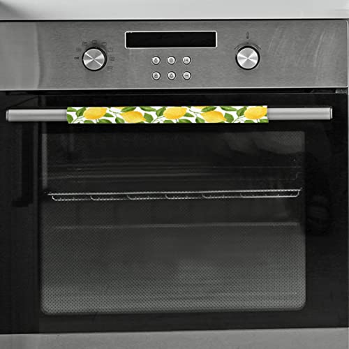 Image of Pardick Refrigerator Door Handle Covers Set of 2 Yellow Lemon Leaf Washable Fridge Dishwasher Mocrowave Oven Door Decor Protector Handle Cover Keep Your Kitchen Appliance Clean from Food Stains