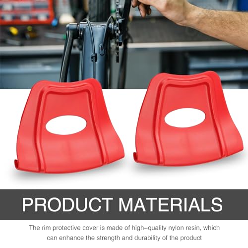 Image of Pack-2 Car Tire Disassembly Rim Protector, Double Convex Anti-Slip Structure Rim Anti-sratch Cover, Oval Hollow Handle Labor-Saving Easy-to-Turn Tool, Universal for Cars Motorcycles (Red)