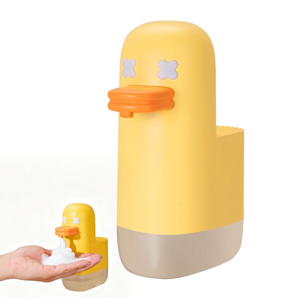 Kids Dispensador de jabón automático, dispensador de jabón de espuma de pato con sensor sin contacto, dispensador de jabón de manos eléctrico recargable para baño y cocina, 115 x 65 x 170 mm